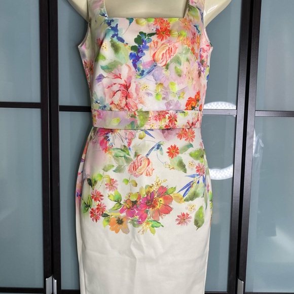 ASOS - True Violet square neck floral dress sz 2 - Picture 2 of 8